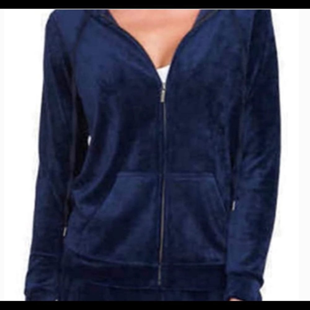 Gloria Vanderbilt Navy Velour Tracksuit Jogger Set